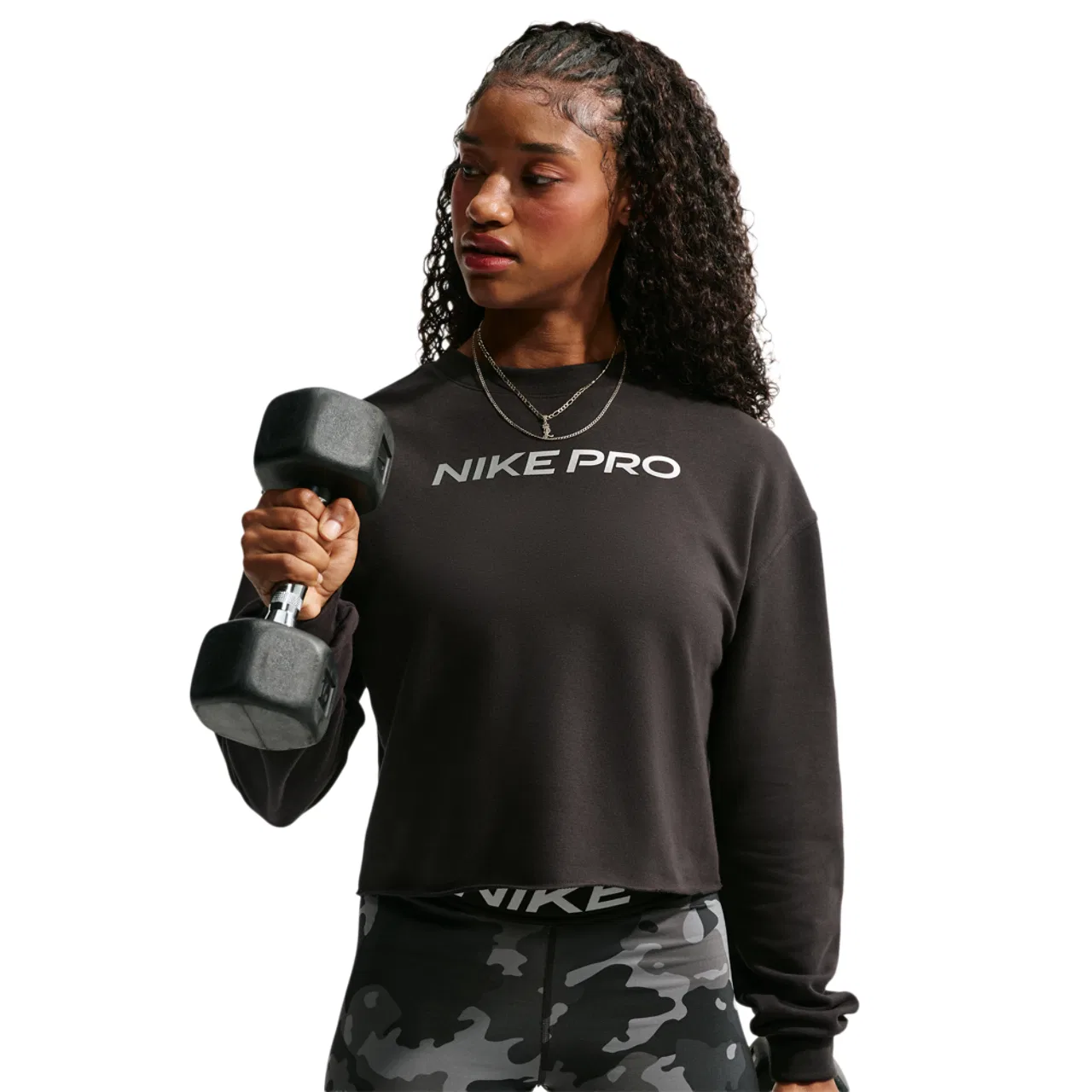Женский пуловер Nike Pro Dri-FIT Crew Fleece TT Gradient, Black/White