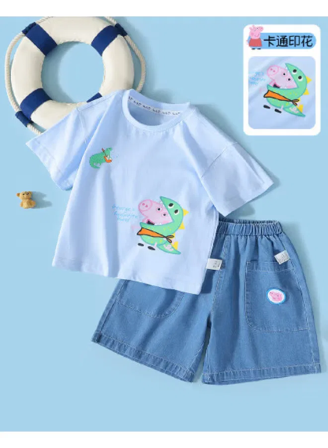 Комплект летний с коротким рукавом из хлопка Peppa Pig, голубой