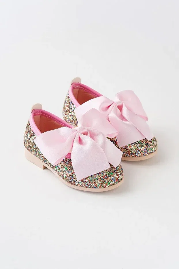 Детские балетки для девочек с бантом Marry Gloss Glitter Shiny And Stylish Ballerina Special Day Big Satin Bow Mia Lui, Mix