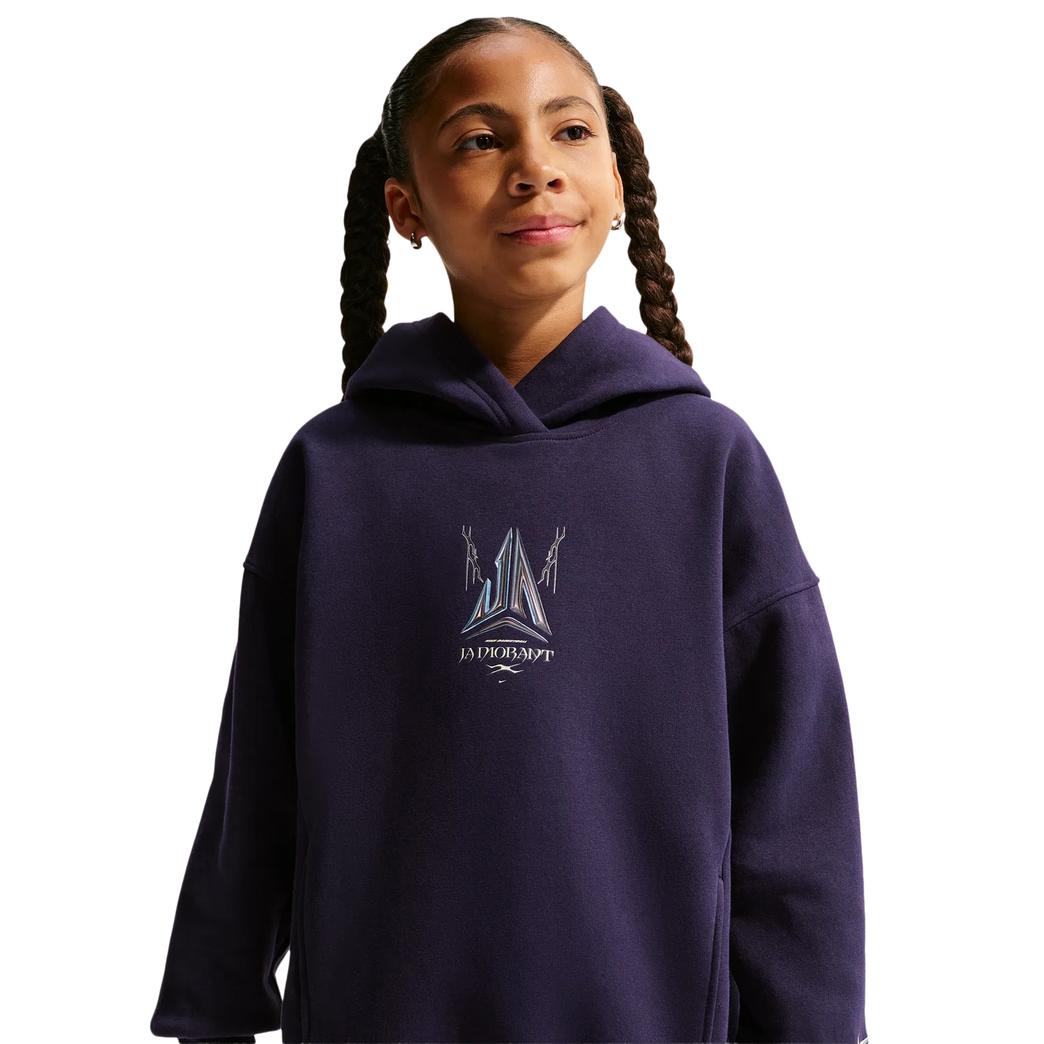 Детское худи для мальчиков оверсайз с принтом Nike Club Fleece, Purple Dynasty/Black — фото 4
