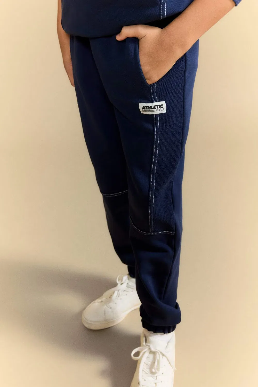 Комплект из худи и штанов с принтом, модель Boy printed hoodie sweatpants 2 piece set, Defacto, темно-синий — фото 3