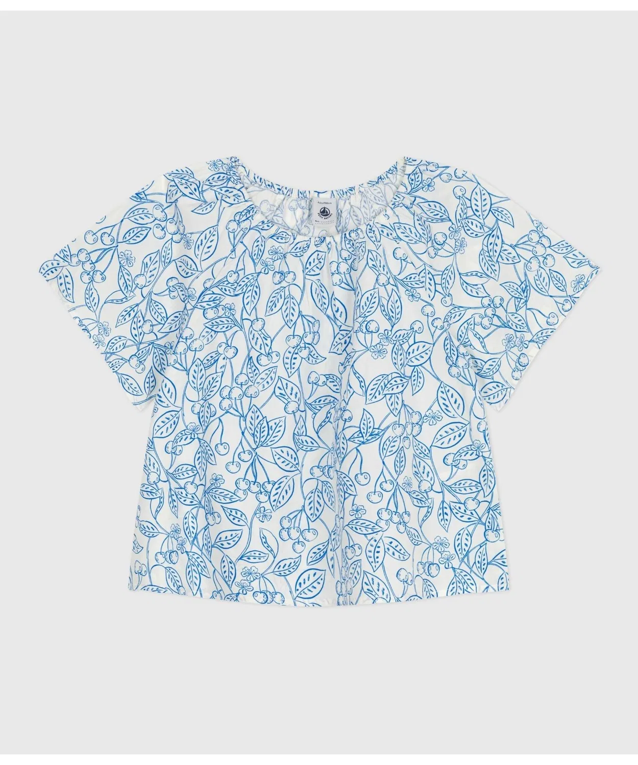 Детская блузка с коротким рукавом, с принтом PETIT BATEAU, White/Blue — фото 3