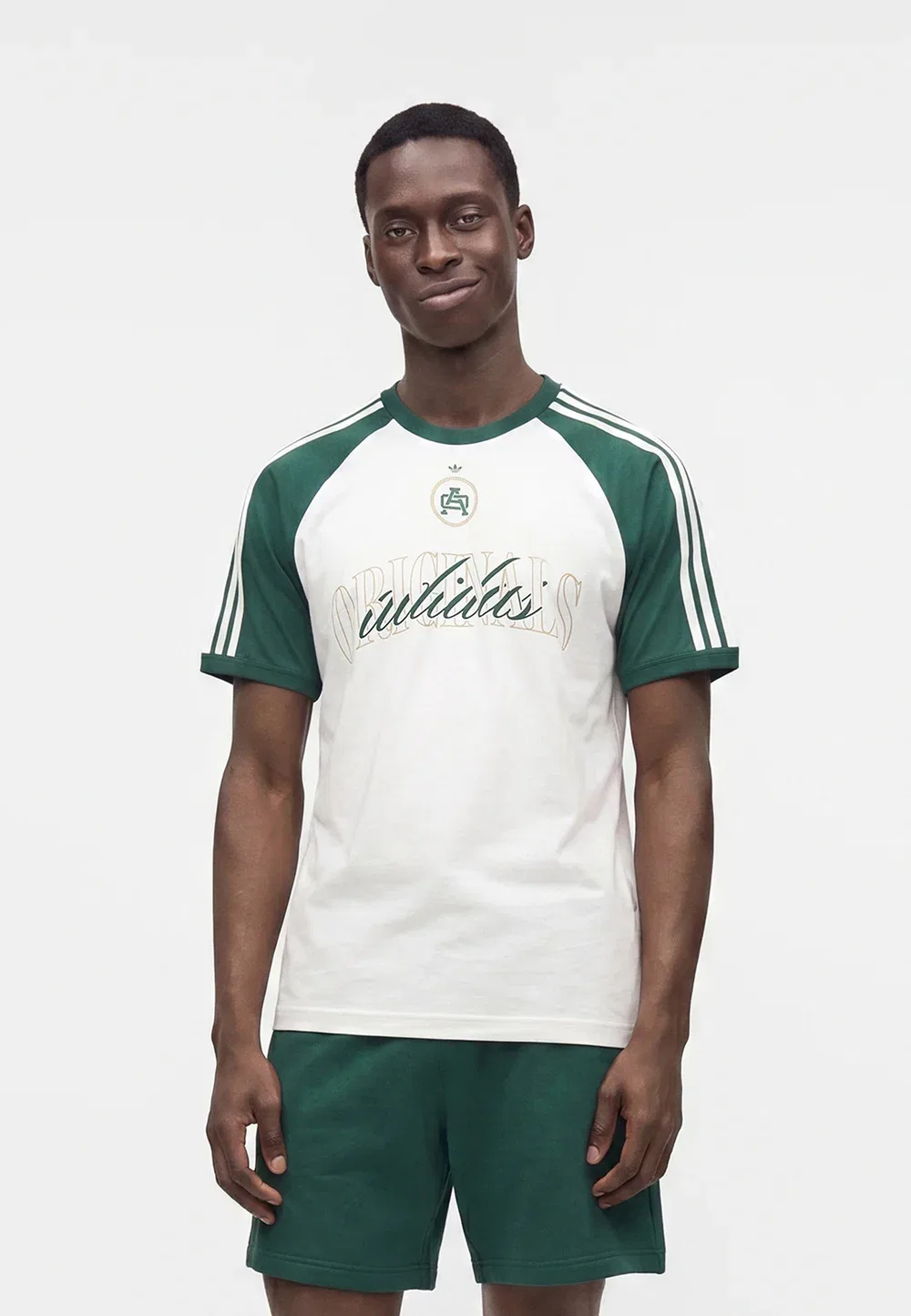 Бейсбольная футболка унисекс - футболка с принтом Adidas Originals, Off White/Collegiate Green