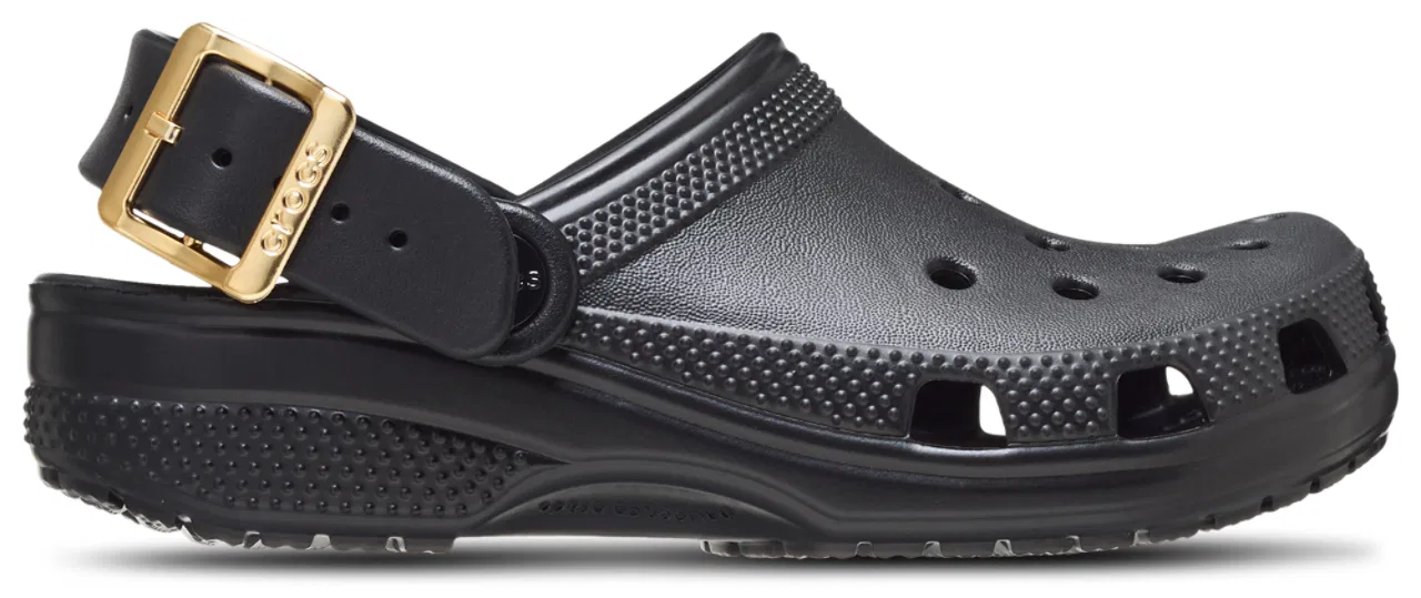 Детские сабо для девочек с регулируемым ремешком, модель Classic Metallic Buckle, Crocs, Black/Gold