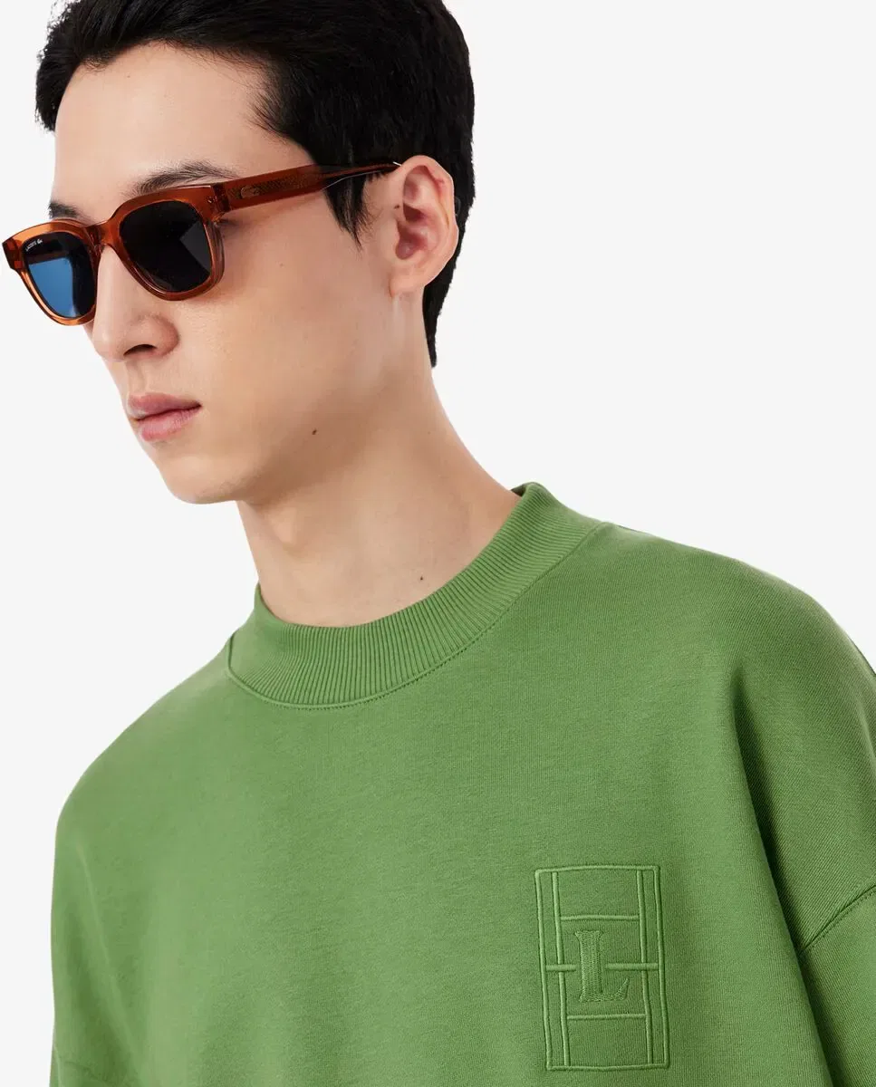 Мужское худи без капюшона с вышивкой Lacoste, Verde — фото 3