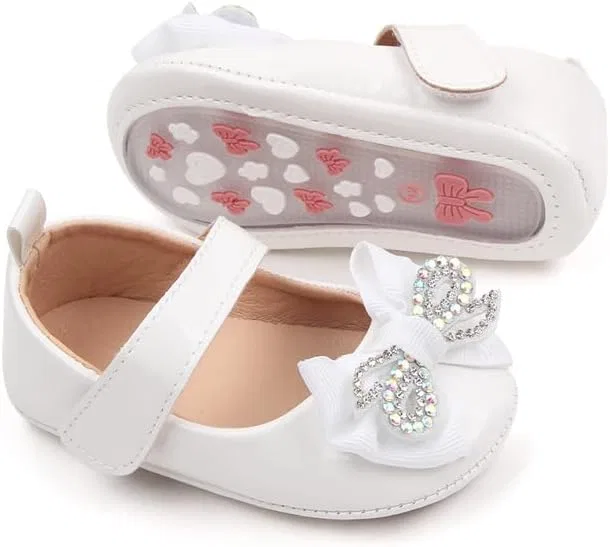Детские туфли Мэри Джейн для девочек с бантом Princess Purepips, White — фото 3