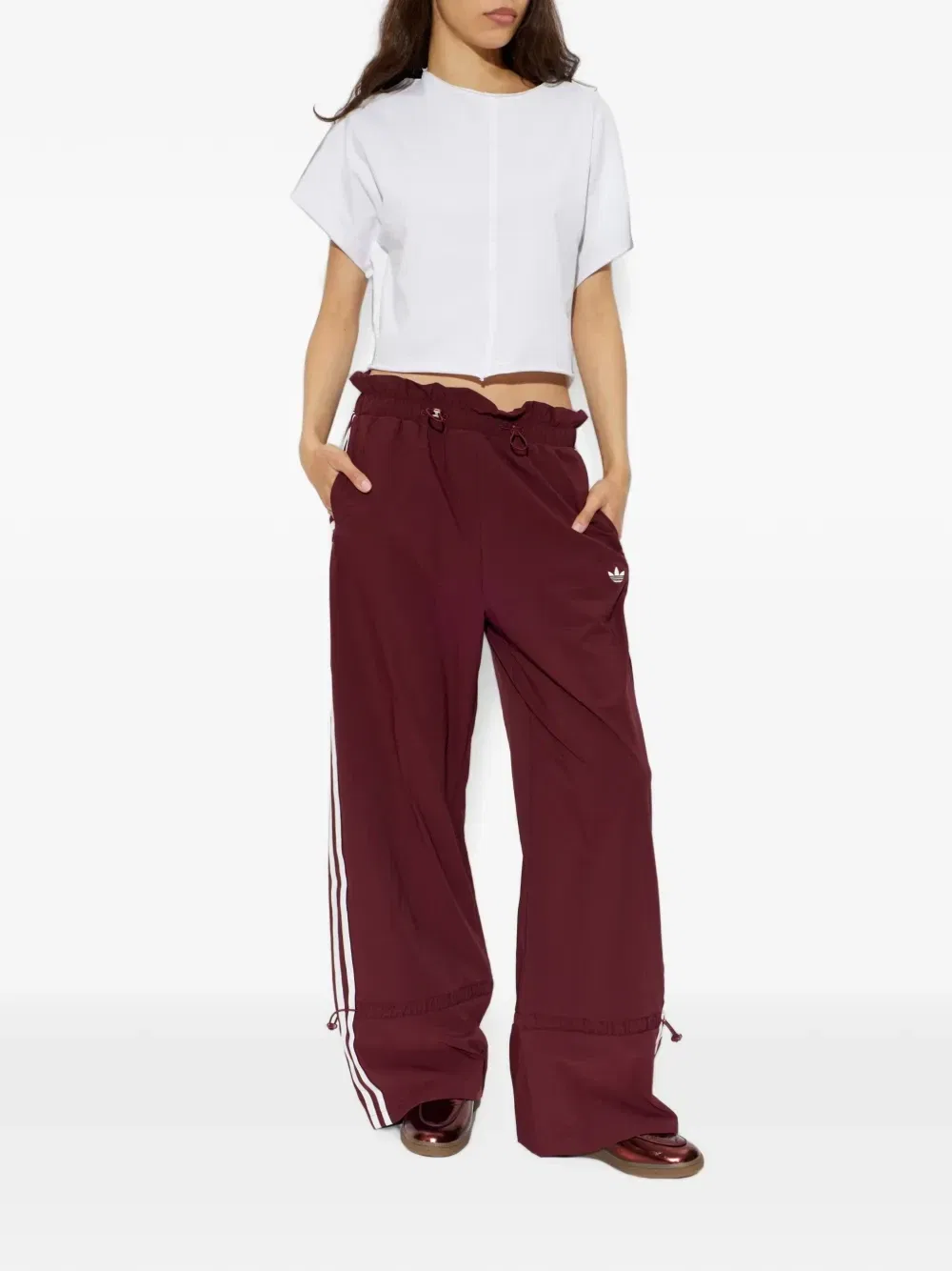 Брюки-треники с широкими штанинами Adidas, красный — фото 2