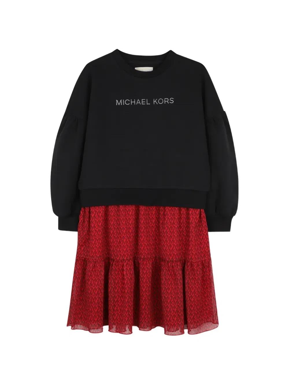 Многослойное платье с монограммой Michael Kors Kids, черный