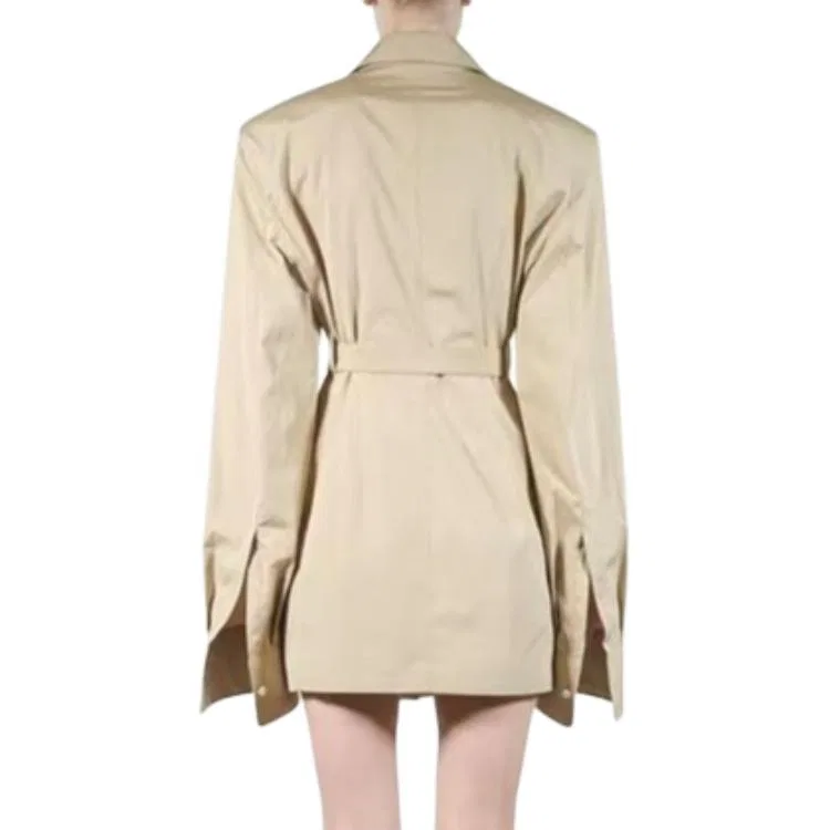 Женское пальто-тренч с лацканами, приталенное, Beige, PRADA — фото 3