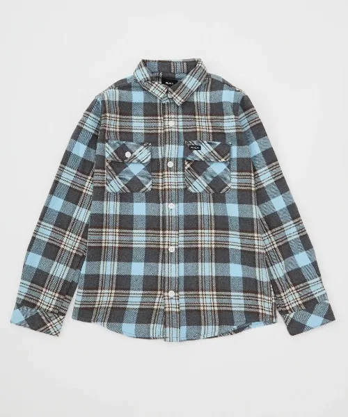 Детская фланелевая рубашка с длинным рукавом в клетку, That'll Work Flannel RVCA, Charcoal Grey