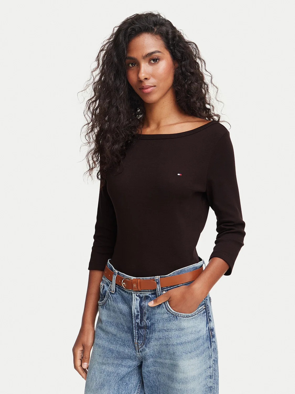 Женская блузка стандартного кроя Cody Tommy Hilfiger, темно-коричневый