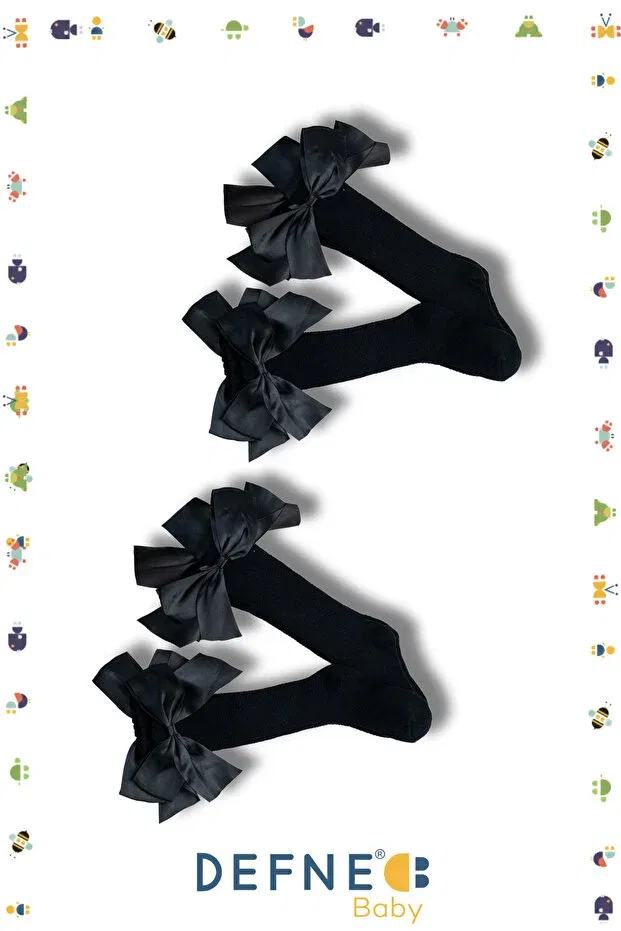 Детский комплект гольфов с кружевом Defne Baby, Black