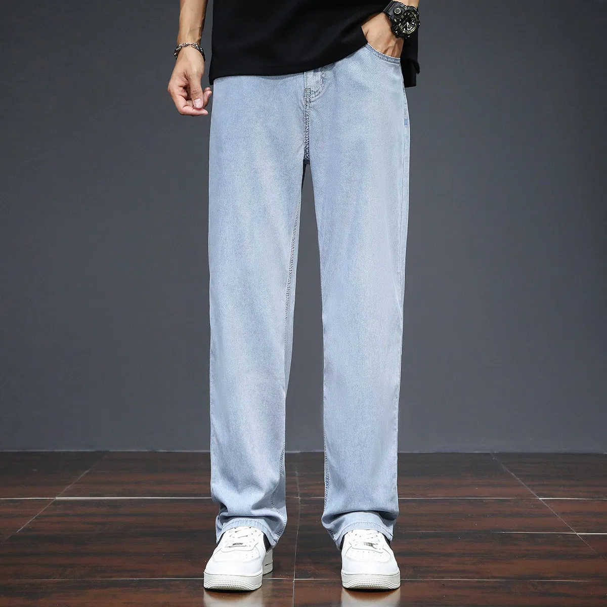 Детские джинсы свободного кроя Tonlion, Light Blue — фото 4