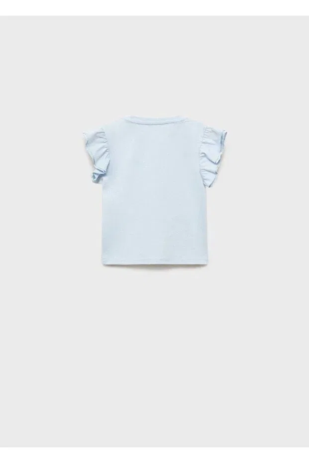 Детская футболка для девочек с рюшами Mango Baby, Sky Blue — фото 4