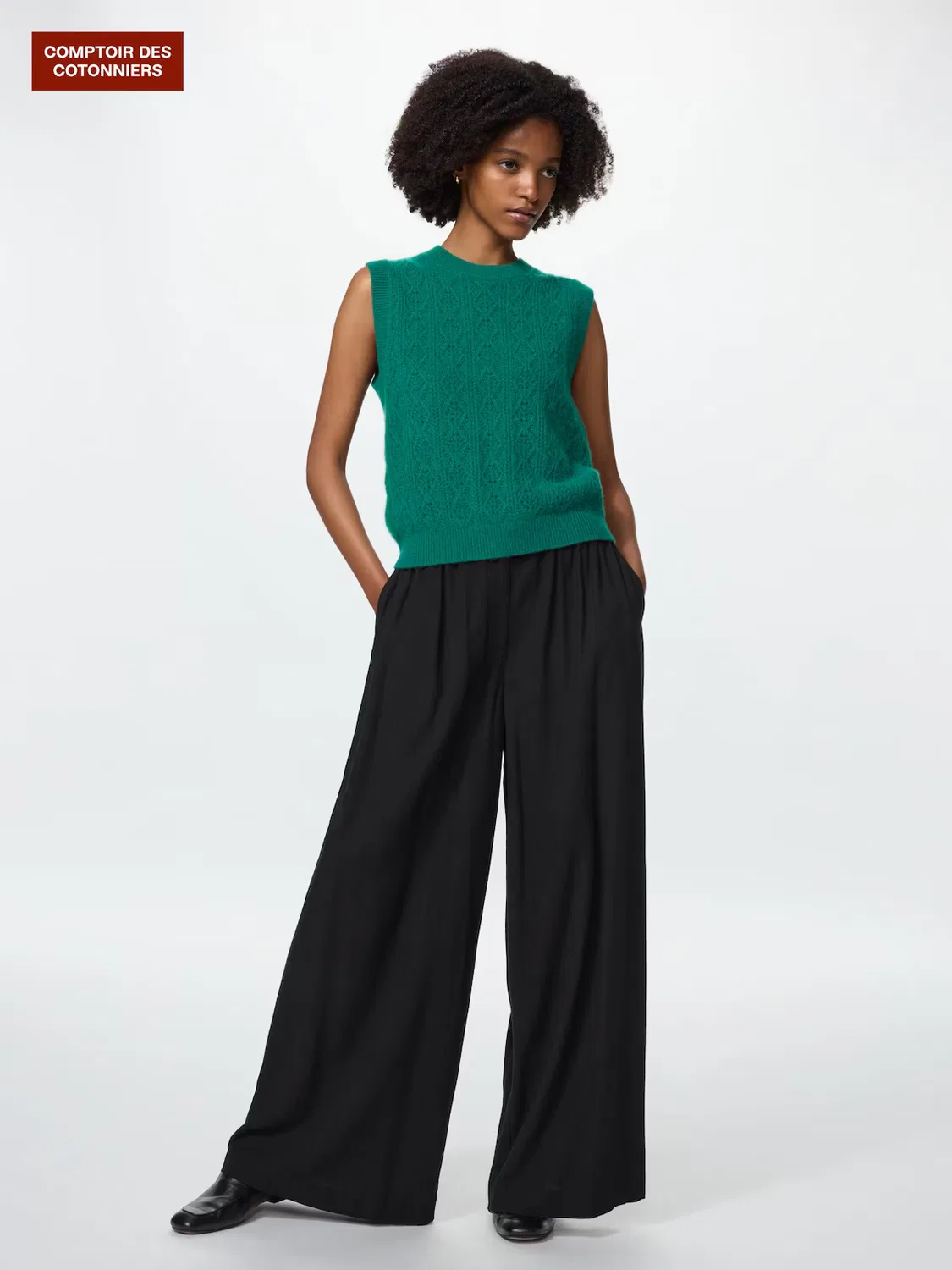 Широкие брюки Uniqlo, удобные, черный