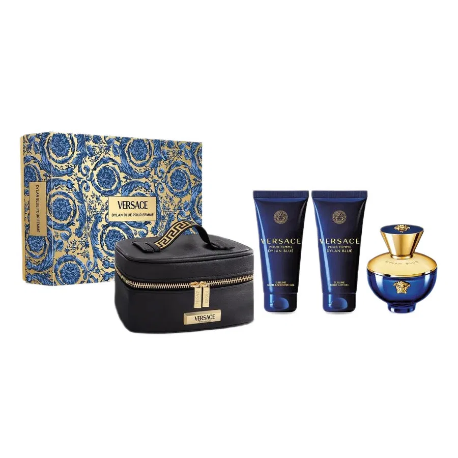 Набор парфюмерной воды Versace Dylan Blue Pour Femme 100 мл с гелем для душа и бальзамом для тела