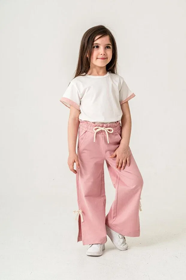Детские спортивные штаны для девочек с принтом Live in the moment Mışıl Kids, Pink — фото 4