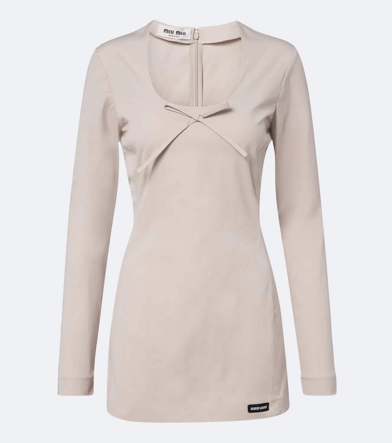 Платье приталенное с бантом Miu Miu, белый