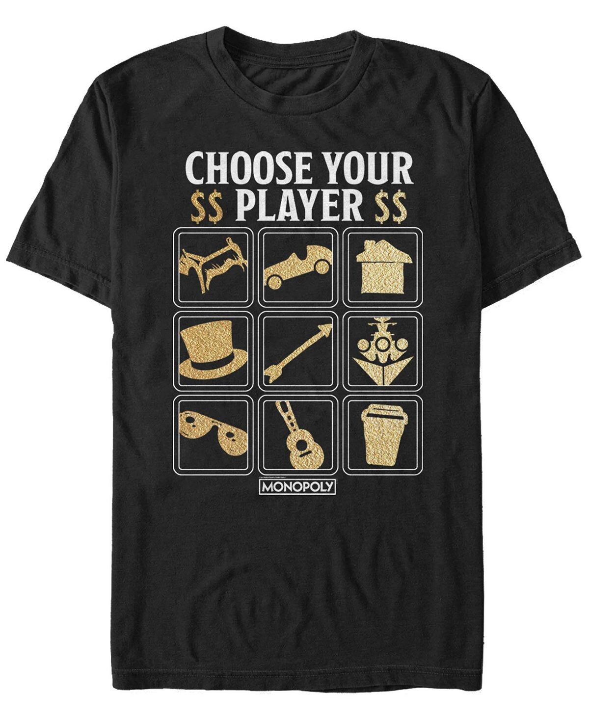 

Мужская футболка с коротким рукавом monopoly choose player icons Fifth Sun, черный