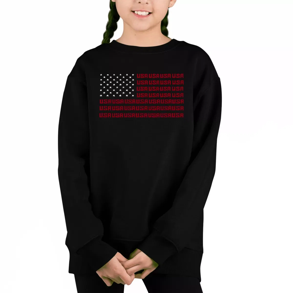 Детское худи с принтом USA Word Art LA Pop Art, Black