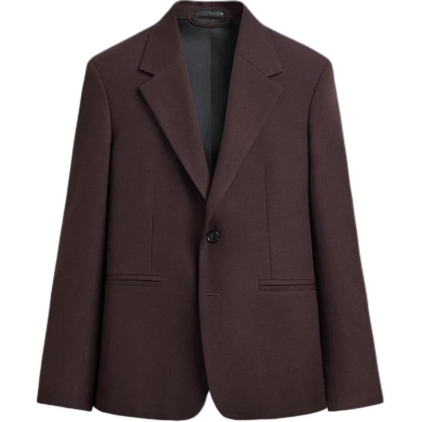 Мужской деловой костюм с воротником, бордовый, ZARA, Burgundy