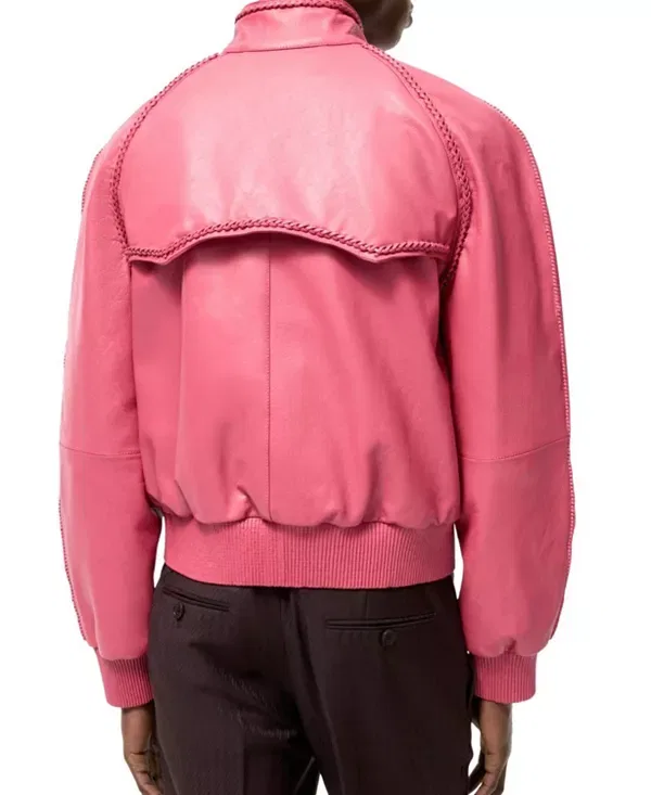 Мужская куртка из кожи с воротником-стойкой Locksley Burberry, Nougat Pink — фото 2