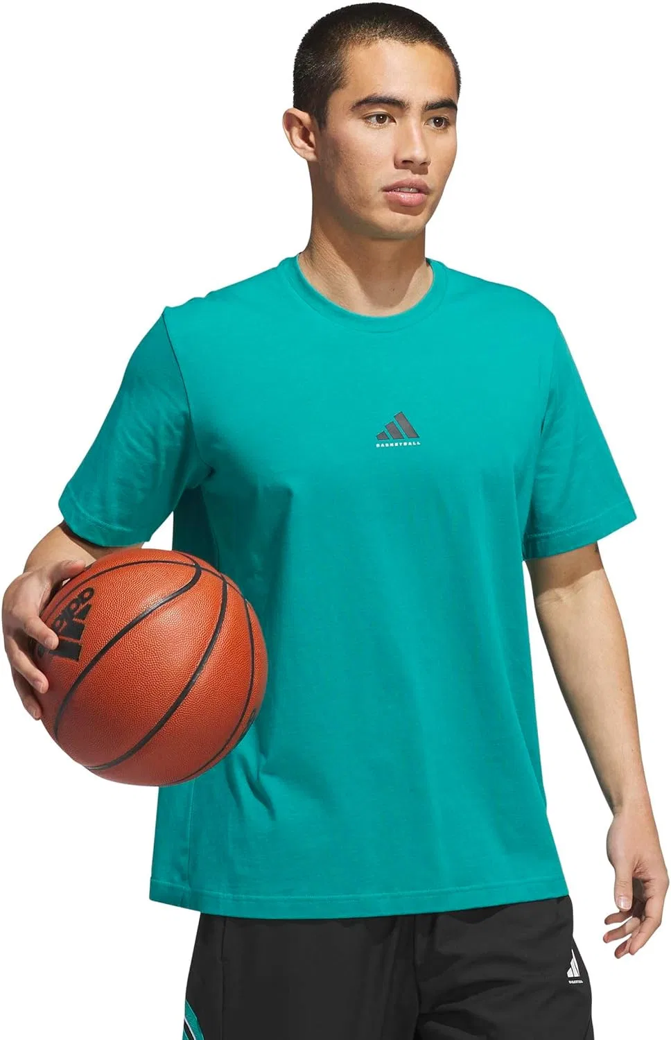 Мужская футболка свободного кроя Basketball Graphic adidas, Pure Teal/Black — фото 2