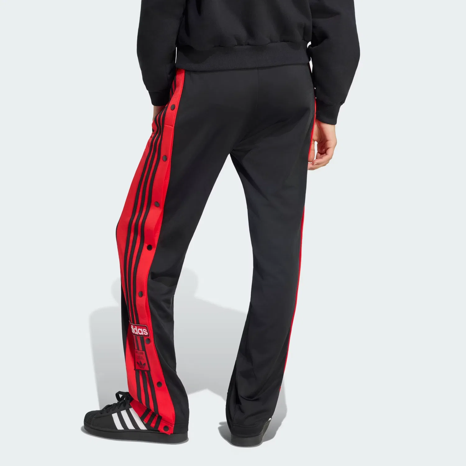 Женские спортивные брюки свободного кроя Adibreak adidas Originals, черный/ярко-красный — фото 2