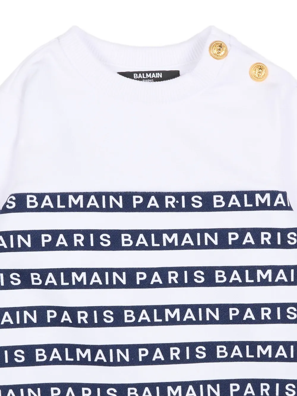 Свитшот на пуговицах с круглым вырезом Balmain Kids, белый — фото 3