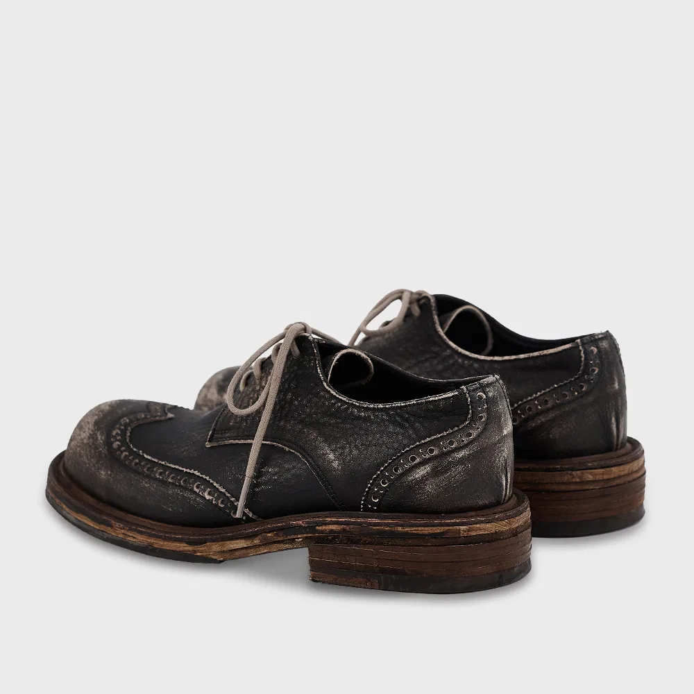 Мужские дерби Wingtip с эффектом потертости коричневого цвета от Negativethree — фото 4