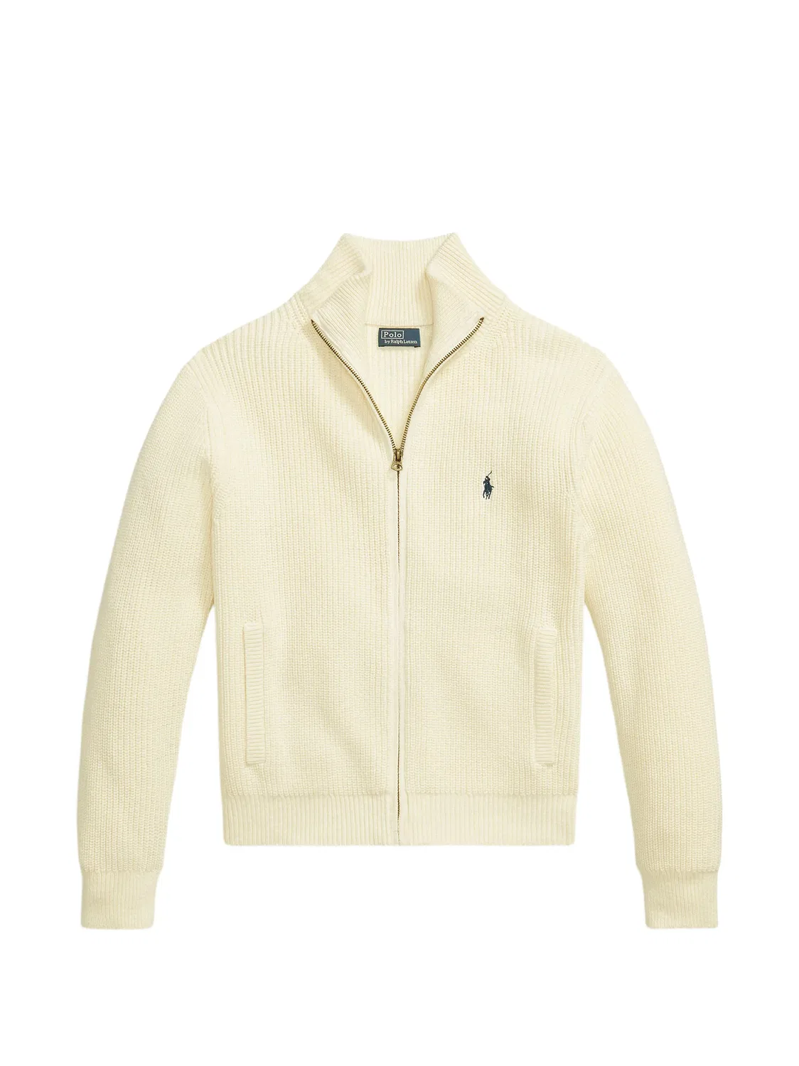 Трикотажный кардиган в рубчик из хлопка Polo Ralph Lauren, нейтральные