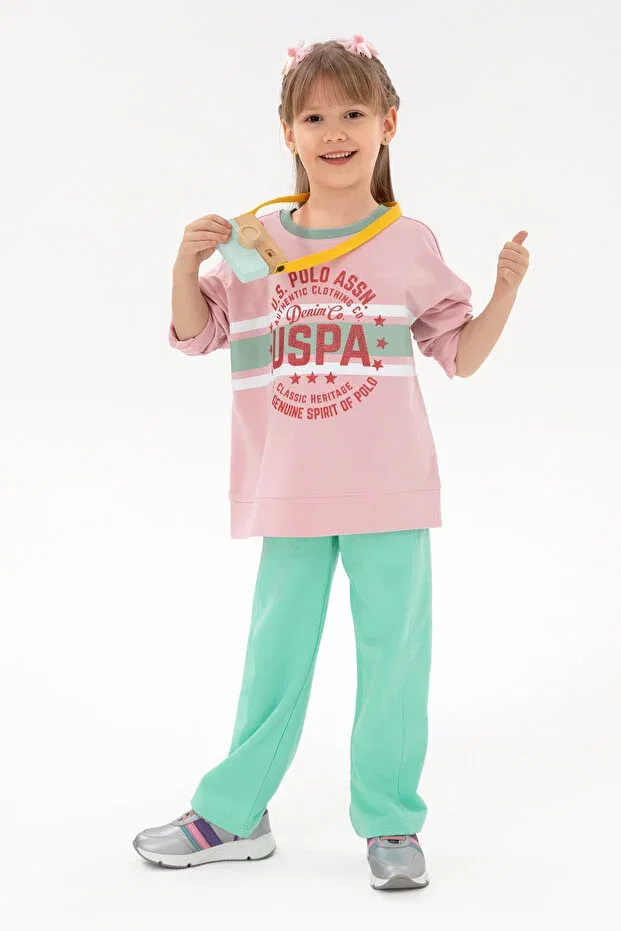 Детские свитшот для девочек с круглым вырезом U.S. Polo Assn., Pink