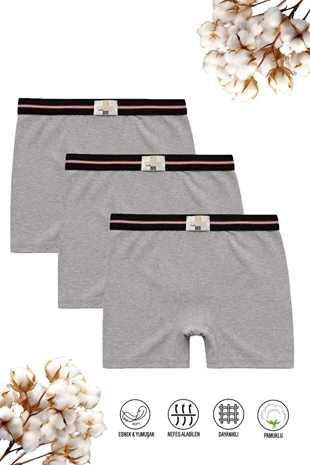 Детские боксеры для мальчиков хлопковые комплект 3 шт Özkan Underwear, Gray Melange