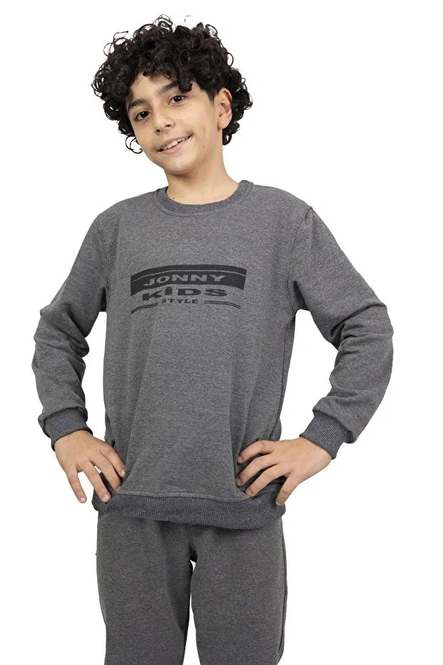 Детские свитшот для мальчиков с принтом Jonny Kids, Anthracite