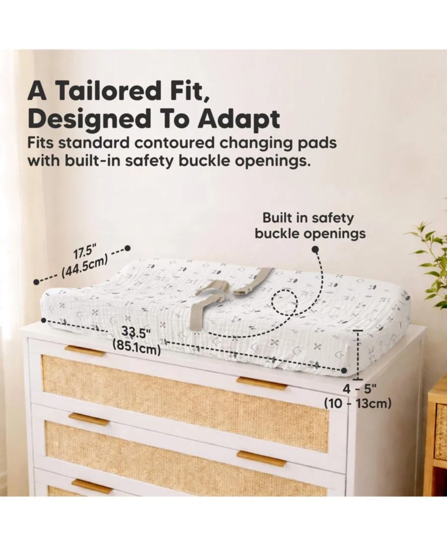 Детский чехол для пеленального столика из муслина 2 шт. Lyra Muslin KeaBabies, Nordic — фото 4