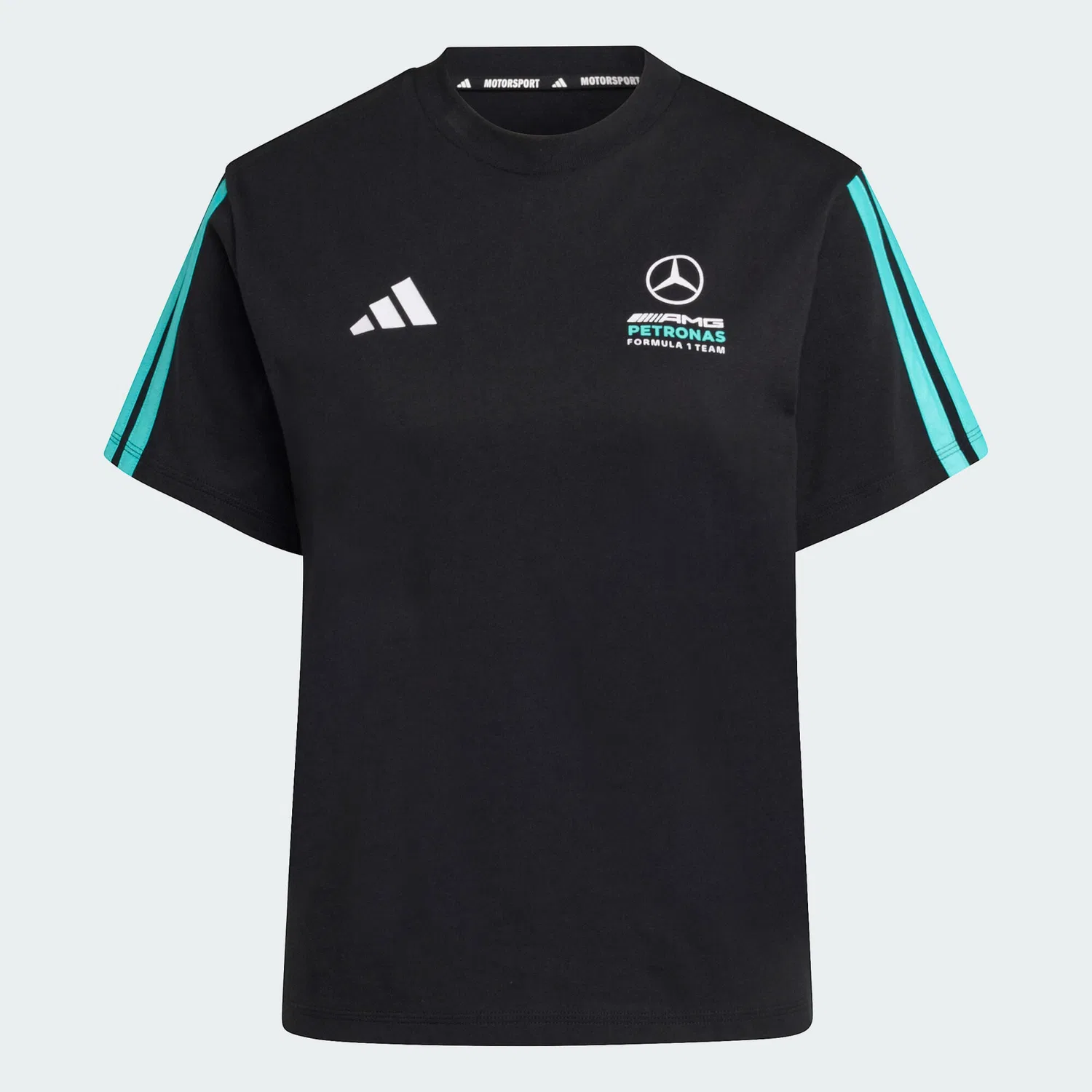 Мужская футболка с принтом Mercedes-AMG Petronas Formula 1 Team DNA, Adidas, Черный Бирюзовый — фото 2