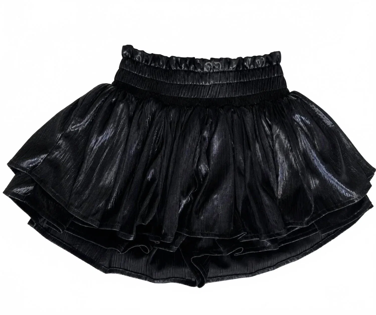 Детская юбка-шорты с блеском Plisse Shine Tweenstyle, Metallic Black — фото 2