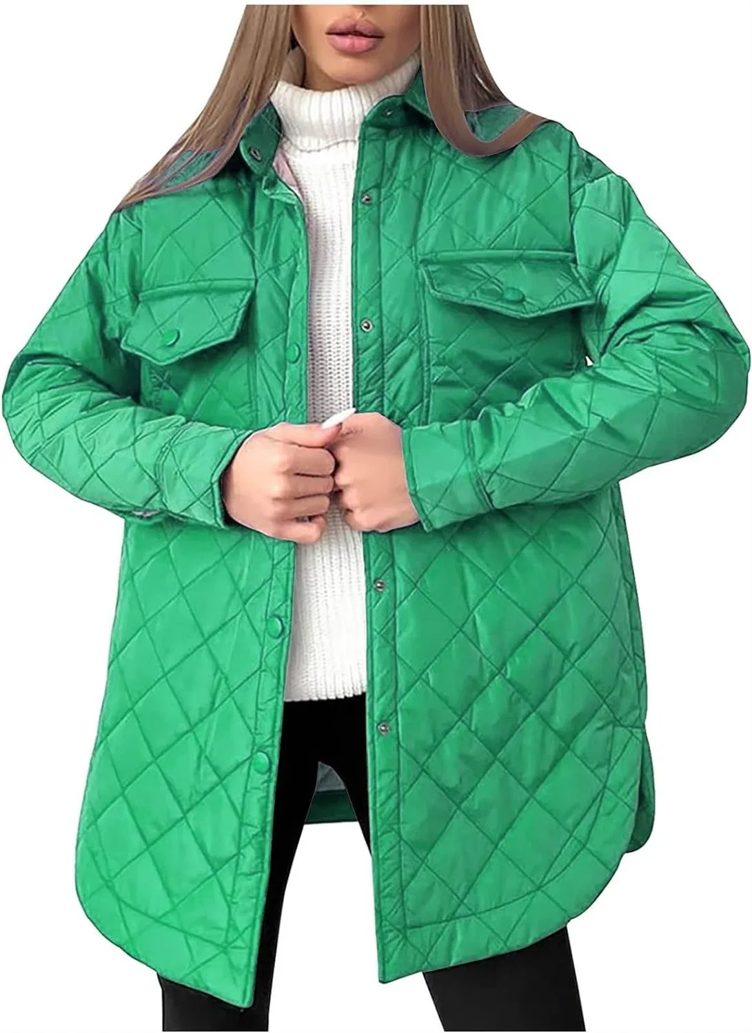 Женское утепленное пальто-пуховик с капюшоном, Green