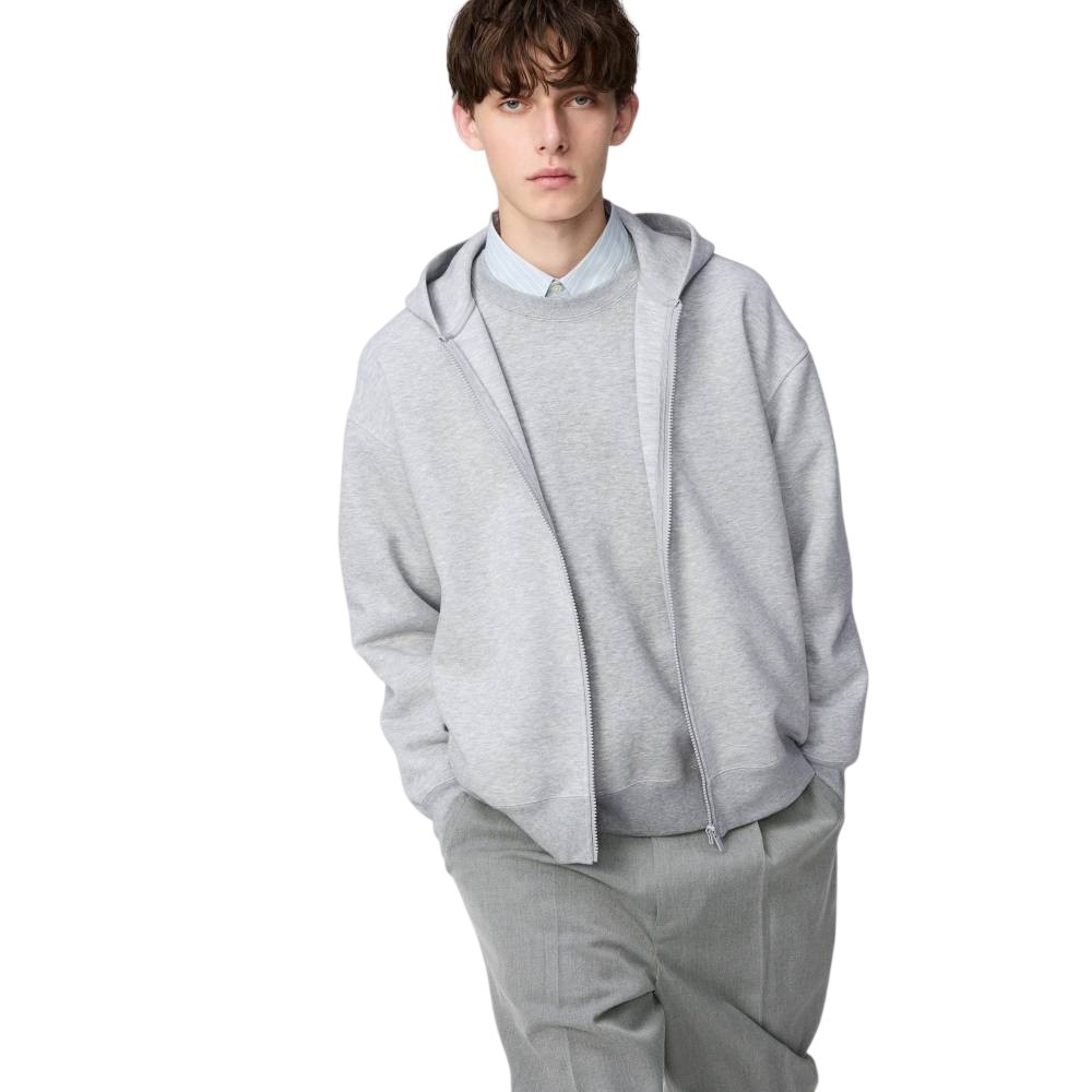 Худи Uniqlo Oversized Full-zip Sweatshirt Unisex, 03 серый