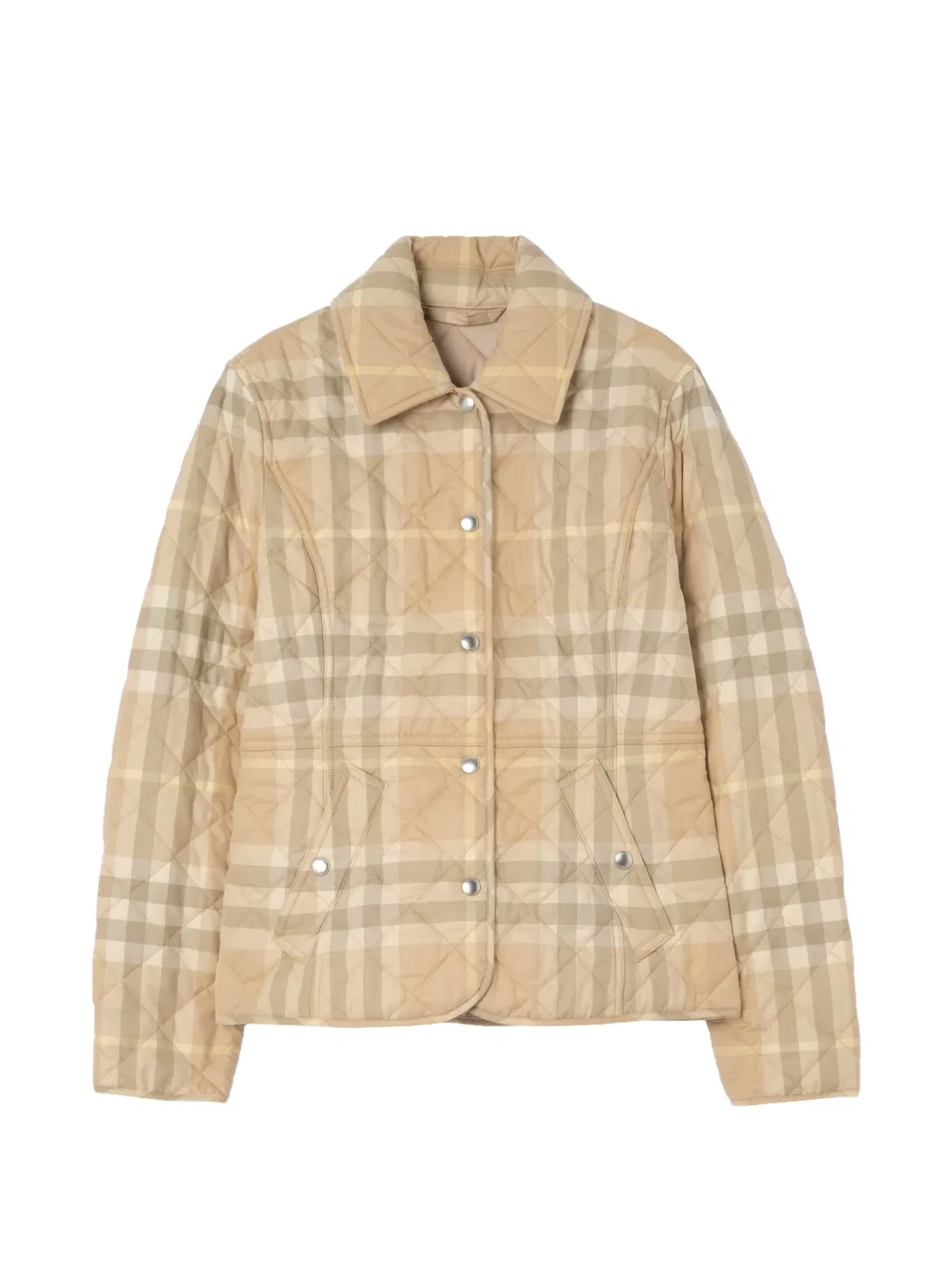 Стеганая куртка в клетку Burberry, нейтральные цвета