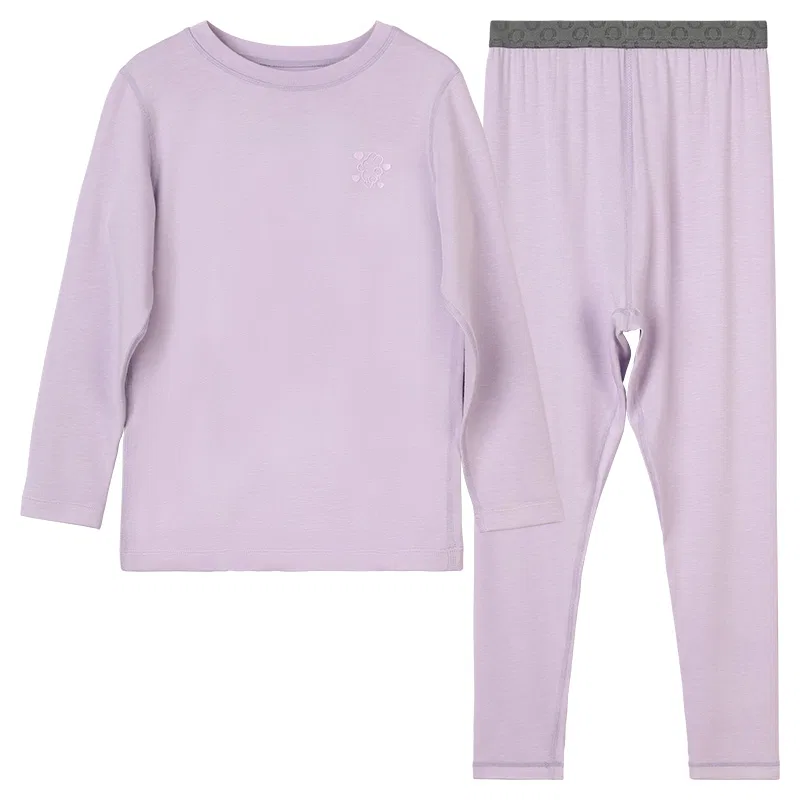 Детское нижнее белье круглый воротник с длинным рукавом Red bean, Lilac Purple
