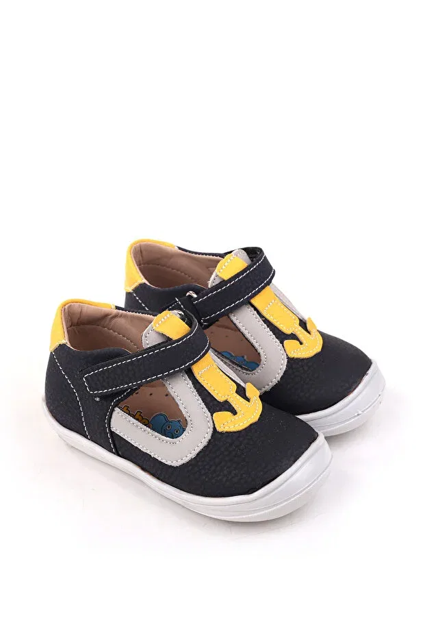 Детские ортопедические ботинки для мальчиков с коротким каблуком Walkenzo, Navy Blue-Yellow — фото 2