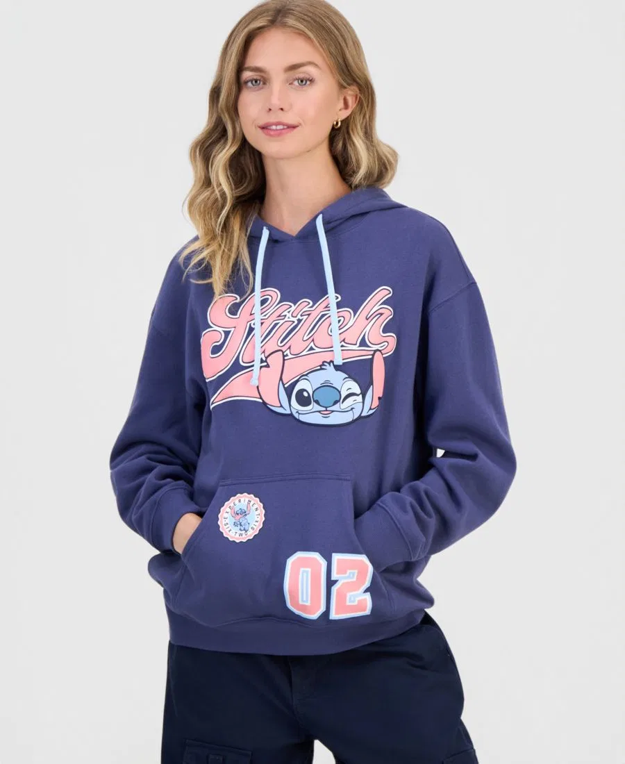 Худи с принтом Stitch, модель Juniors' Stitch Graphic Hoodie Disney, Navy Blazer