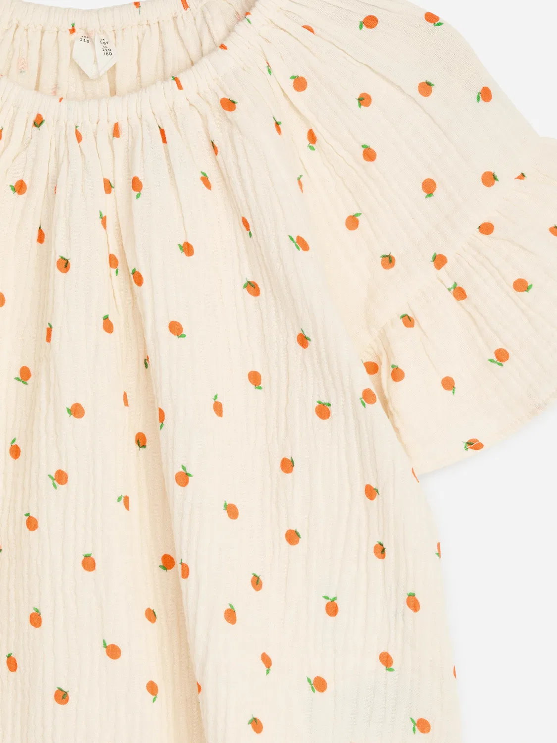 Блузка с оборками из хлопчатобумажной ткани Arket, Cremeweiß/Orange — фото 3