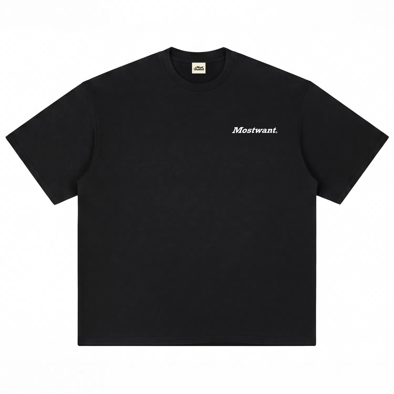 Детская футболка унисекс с круглым вырезом, плотная T Shirts Unisex Crew Neck Moderate Heavyweight, MostwantedLab, Black with White Embroidery — фото 4