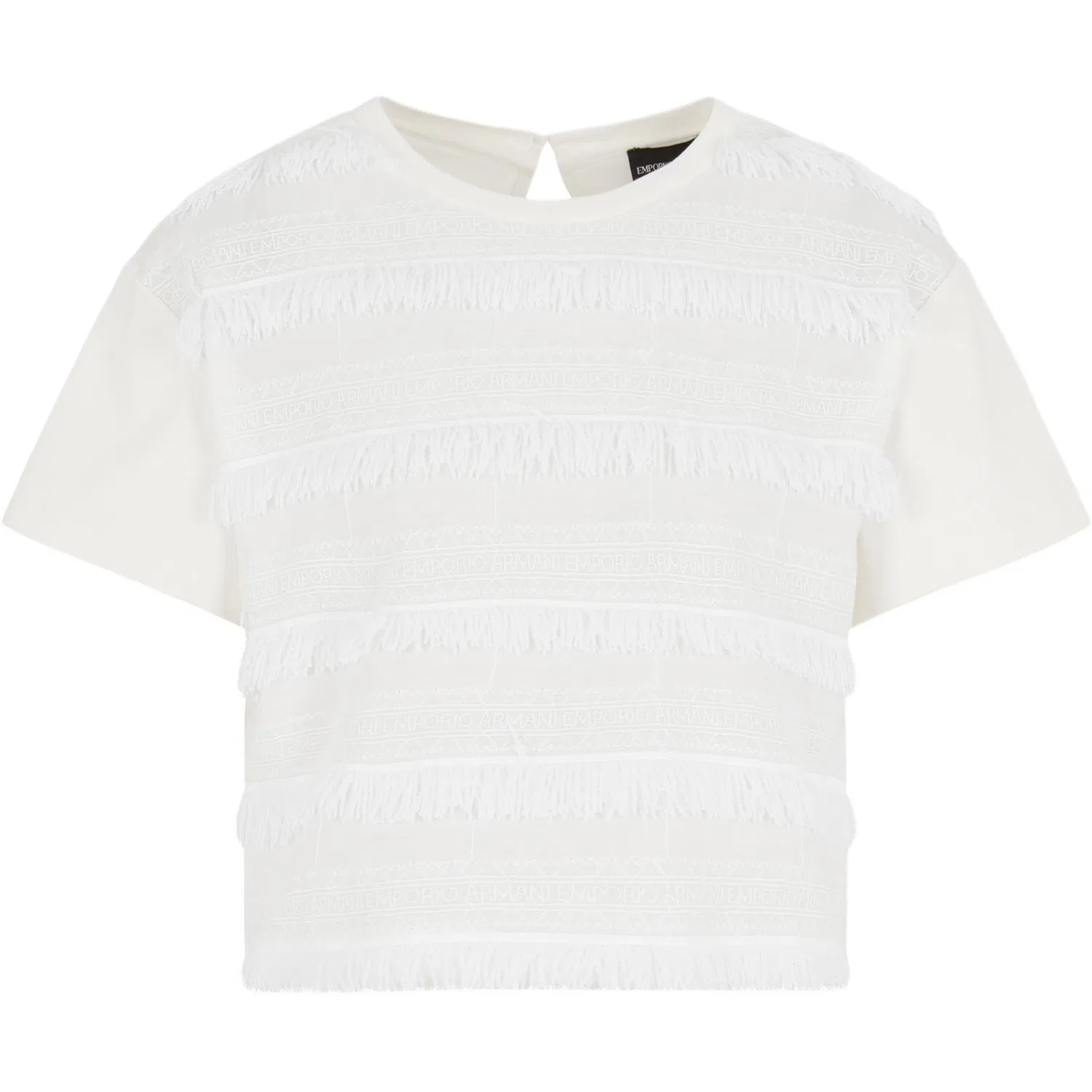 Женская футболка с бахромой Supima Interlock Jersey Fringed T shirt EMPORIO ARMANI, White