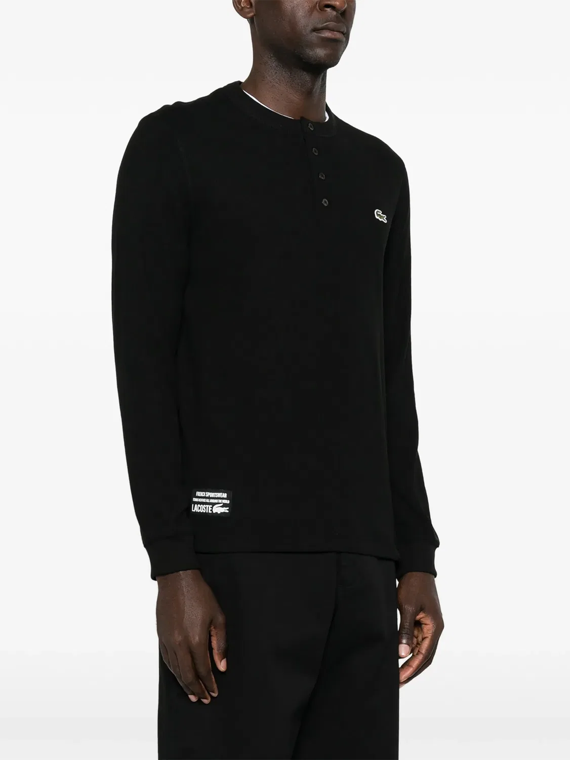 Футболка Henley с логотипом, черная Lacoste, черный — фото 2