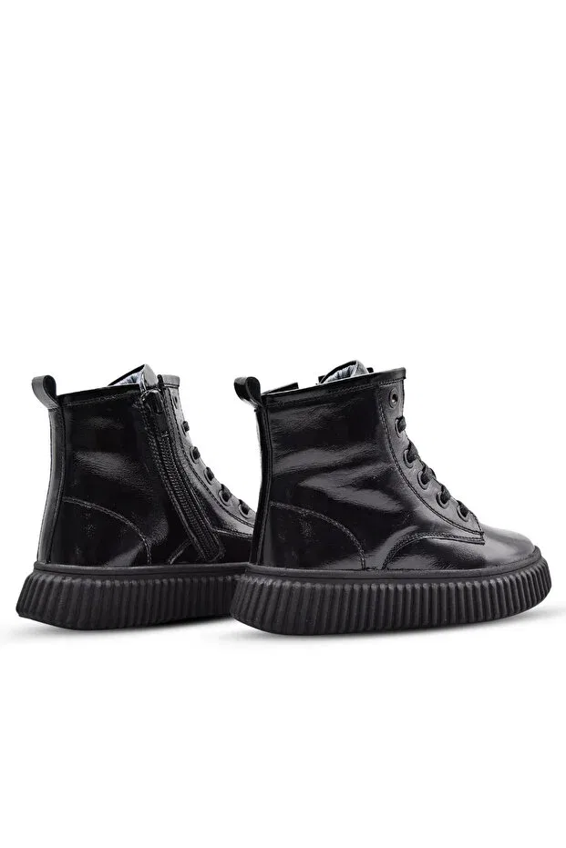 Детские ботинки для девочек на шнуровке Lilly Kids A More, Black — фото 3