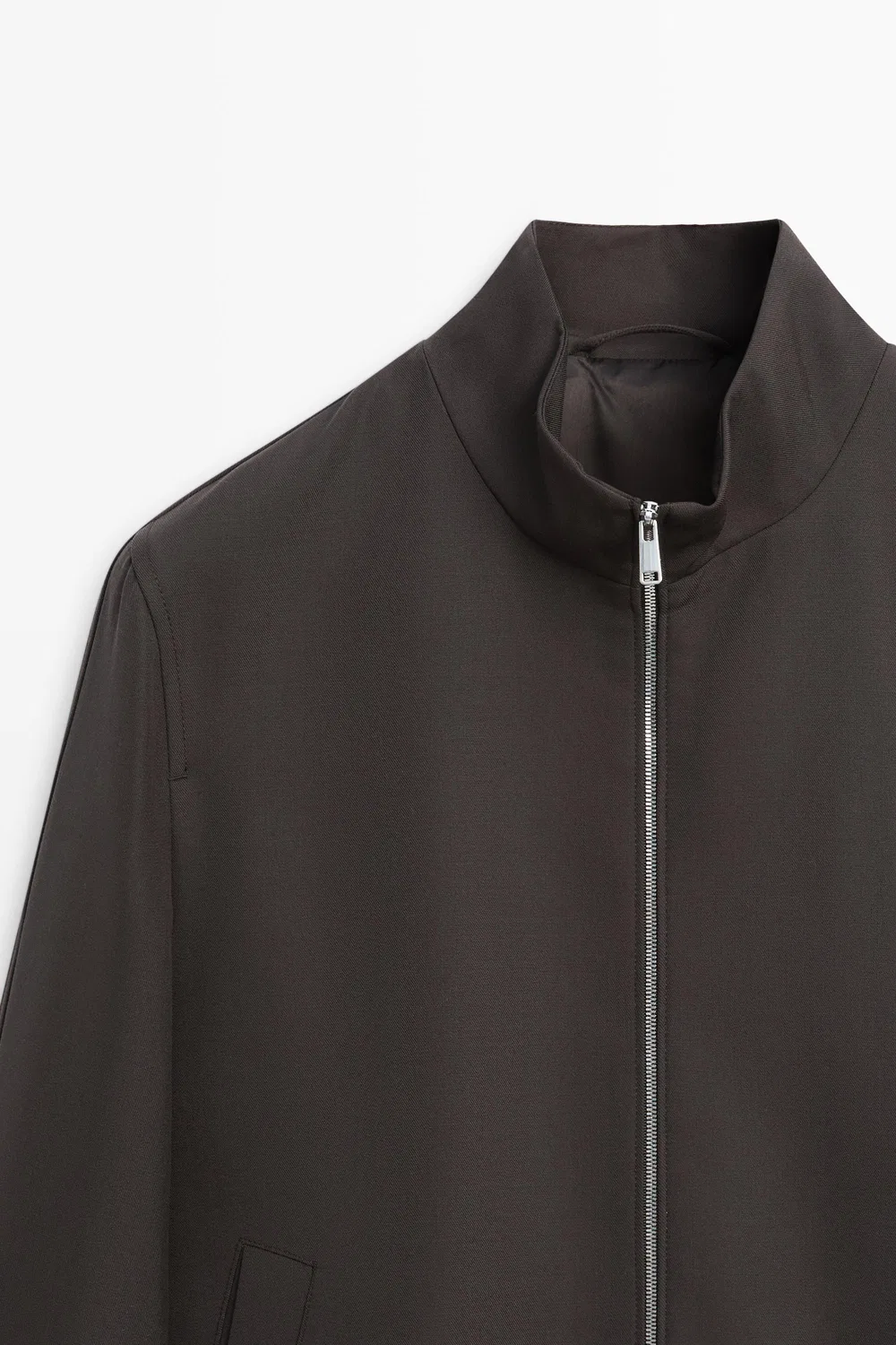 Куртка Massimo Dutti, из высококачественной шерсти, коричневая — фото 4