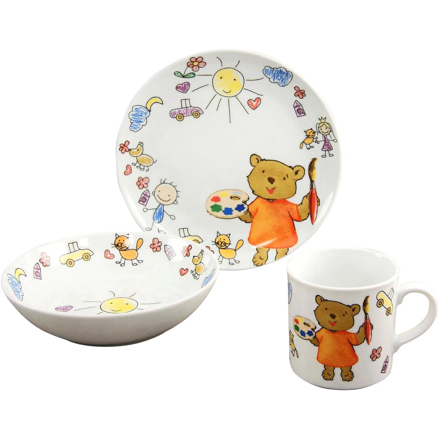 Детский набор посуды 3 предмета Teddy CreaTable, Белый